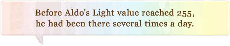 Before Aldo's Light value reached 255,he had been there several times a day.